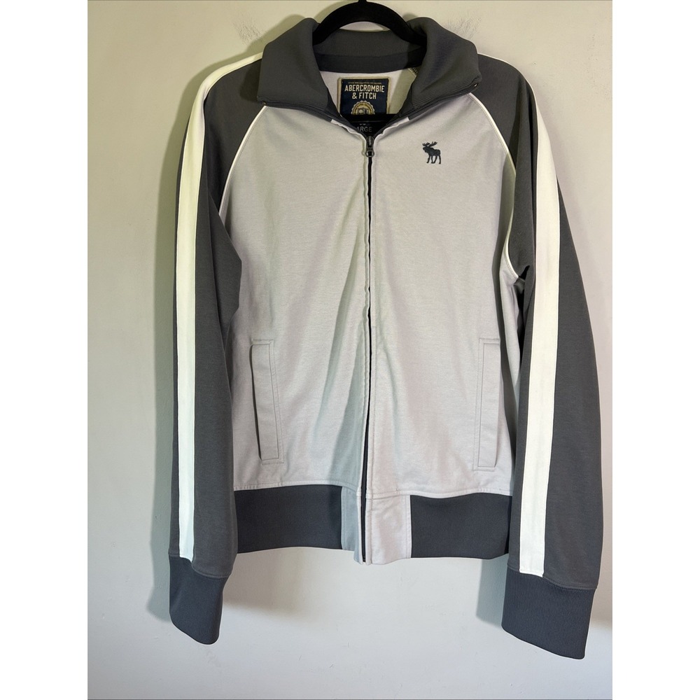 Vintage Abercrombie & Fitch Track Jacket Mens Large Gray Moose Full Zip Y2K